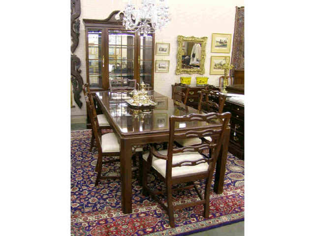 Appraisal: Drexel Heritage Chinese Chippendale style dining table with leaves eight