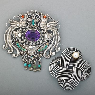 Appraisal: MATL ANTONIO TAXCO SILVER BROOCHES MID th C Matilde Poulat