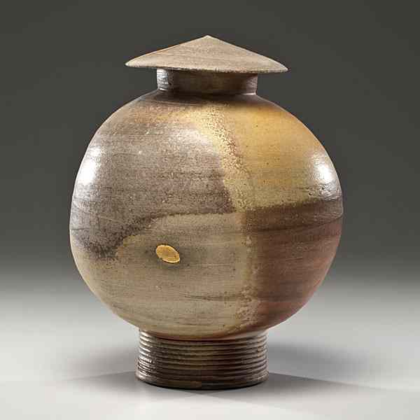 Appraisal: Daniel Anderson USA Wood Fired Lidded Vesselca Stoneware ht dia