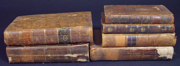 Appraisal: Six th Century leather bound books including 'The Sermons and