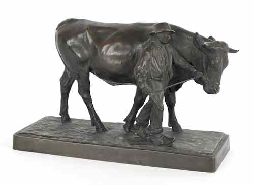 Appraisal: Wilhelm Zugel German - bronze of a bull and young