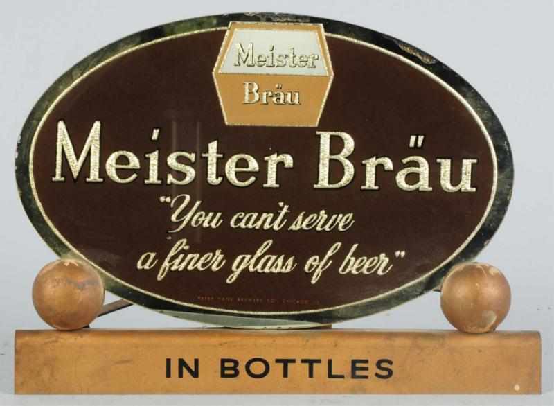 Appraisal: Meister Brau Reverse Glass Cash Register Sign On metal and