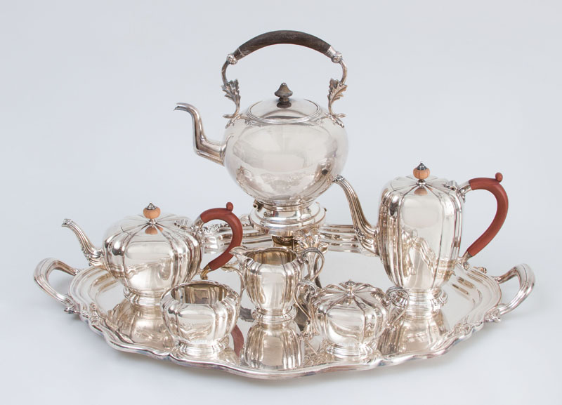 Appraisal: ENGLISH SILVER FIVE-PIECE TEA AND COFFEE SERVICE IN THE GEORGE