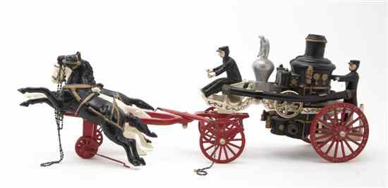 Appraisal: A Cast Iron Model of a Horse Drawn Fire Engine