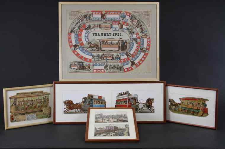 Appraisal: TROLLEY THEME EPHEMERA AND GAME Interesting grouping includes Horse drawn