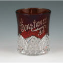 Appraisal: Ruby banded toothpick holder etched Constance Unmarked Excellent tall