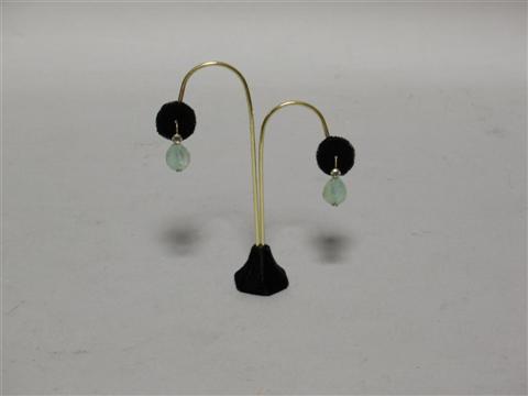 Appraisal: ANACONDA GREEN BERYL DIAMOND EARRINGS Fashioned as a rough cut