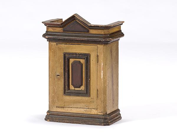 Appraisal: SMALL GRAIN-PAINTED CUPBOARD Probably Midwestern or Pennsylvania mid- th century