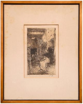 Appraisal: Marius Bauer etching Dutch - quot The Shoe Bazaar quot