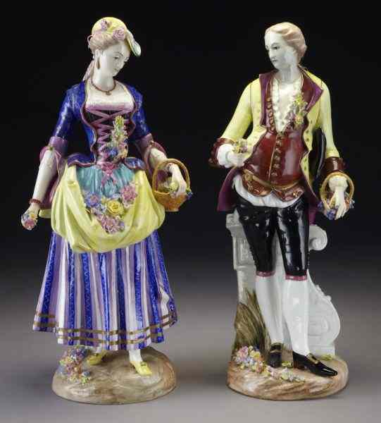 Appraisal: Pr Impressive Meissen porcelain figuresmodeled as a lady and gentleman