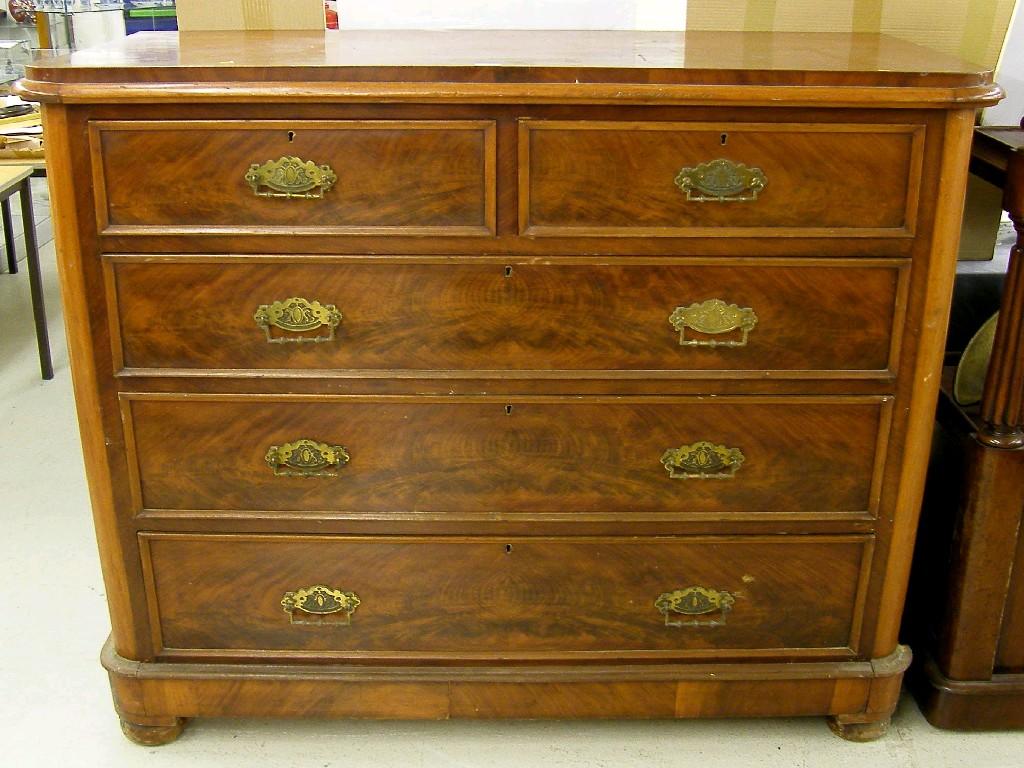 Appraisal: Large Victorian flamed mahogany chest of two short and three