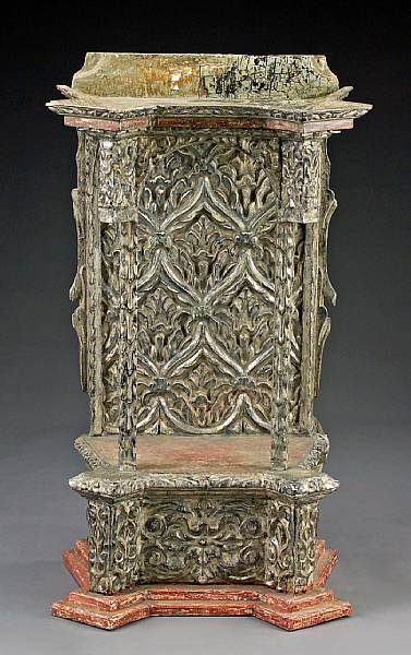 Appraisal: An Italian Rococo parcel gilt and polychrome decorated architectural niche