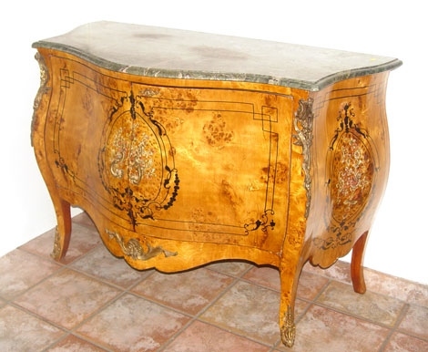 Appraisal: GREEN MARBLE TOP BOMBAY COMMODE Measures '' high x ''