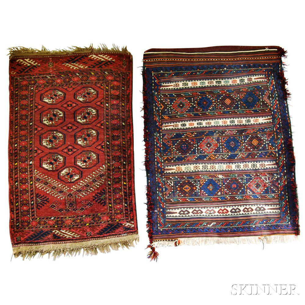 Appraisal: Ersari Prayer Rug and Jejim Grain Bag West Turkestan and