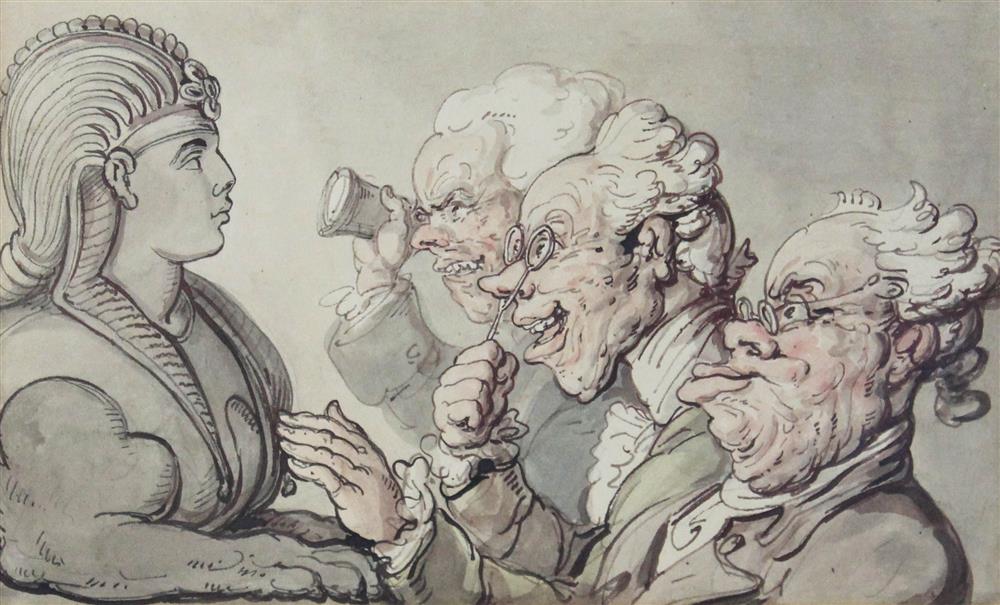 Appraisal: THOMAS ROWLANDSON BRITISH - THE ANTIQUARIES Mixed media x in