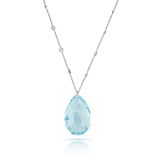 Appraisal: PLATINUM LARGE BRIOLETTE AQUAMARINE DIAMOND CHAIN PLATINUM LARGE BRIOLETTE AQUAMARINE