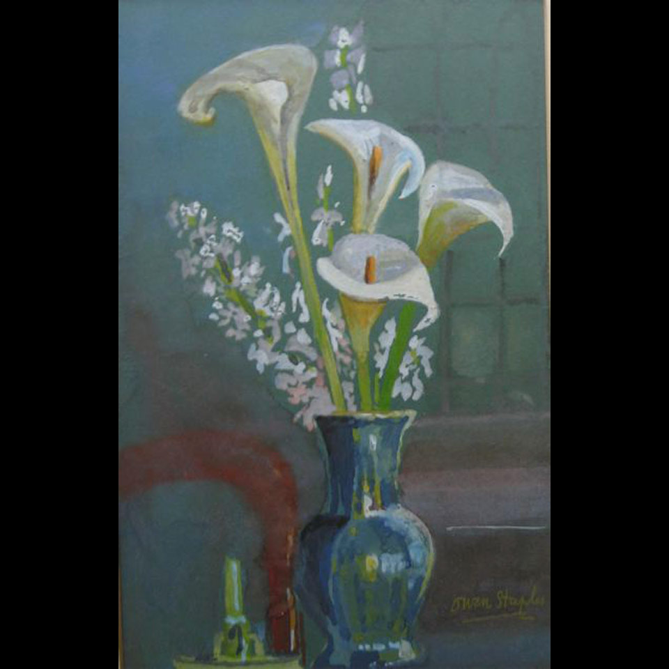 Appraisal: VASE OF CALLA LILLIES HART HOUSE INTERIOR OWEN STAPLES -