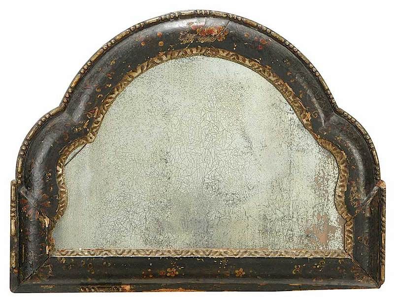 Appraisal: Queen Anne Japanned and Silvered Mirror British early th century