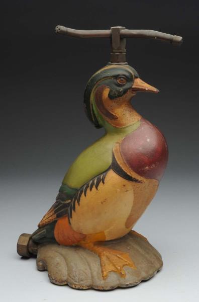 Appraisal: Cast Iron Wood Duck Lawn Sprinkler Wonderful casting of full-figure