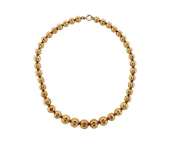 Appraisal: Antique K Gold Bead Necklace METAL K Gold GEMSTONES n