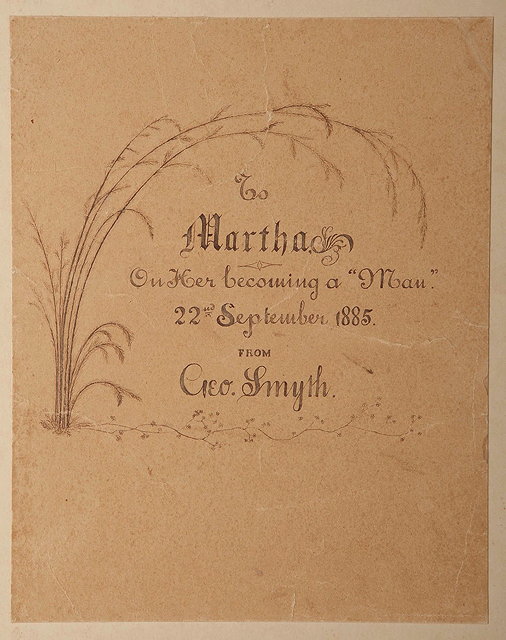 Appraisal: A PRINTED SHEET inscribed 'To Martha on her becoming a