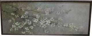 Appraisal: W Howard Large Painting of Cherry Blossom Tree Branch Oil