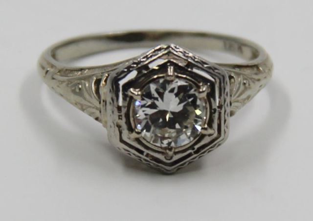 Appraisal: JEWELRY Antique kt Diamond Ring In a beautiful filigree kt