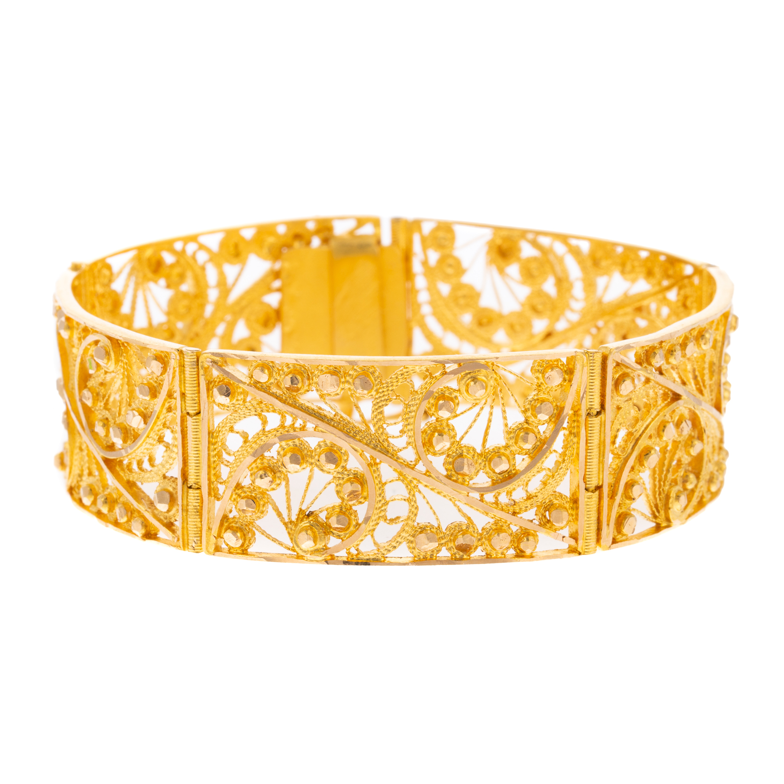 Appraisal: A K MIDDLE EASTERN SPUN GOLD PANEL BRACELET K yellow