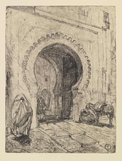 Appraisal: HENRY OSSAWA TANNER - Gateway in Tangier Etching circa -