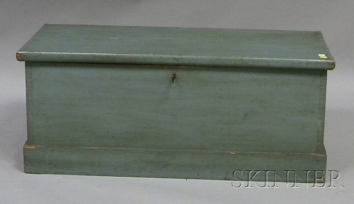 Appraisal: Small Blue-painted Pine Dovetail-constructed Blanket Box ht lg in