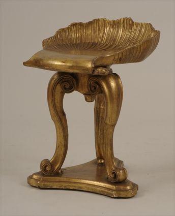 Appraisal: Venetian Rococo-Style Carved Giltwood Grotto Stool with Rotating Shell Seat