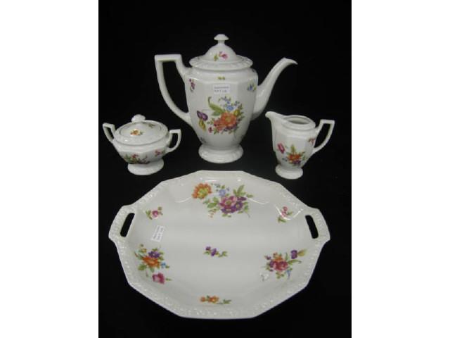 Appraisal: Rosenthal Porcelain Coffee Set Dessert Tray floral sprays pot creamer