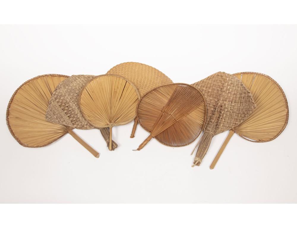 Appraisal: Seven American Veracular Woven Fiber Fans various materials and forms