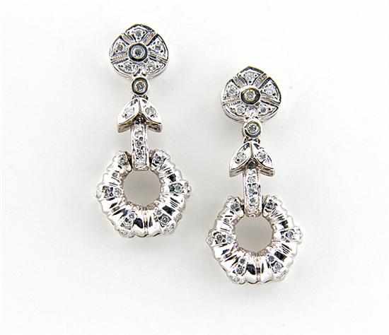 Appraisal: Art Deco style diamond drop earrings K white gold pendent