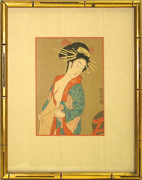 Appraisal: Various artists six reproductions of ukiyo-e prints Each framed and