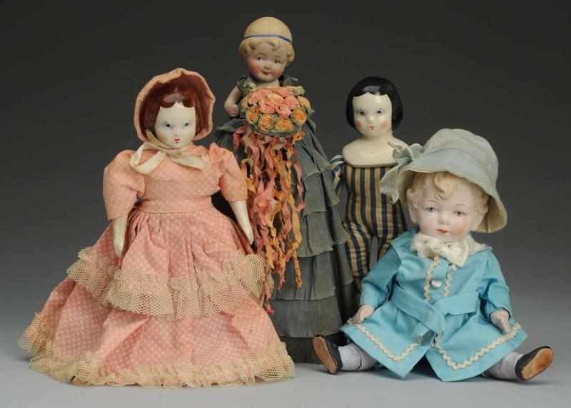 Appraisal: Lot of Small Dolls Hertwig all-bisque boy with molded blonde