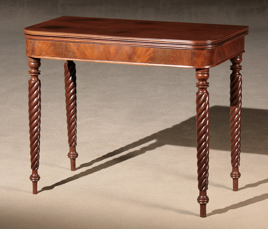 Appraisal: Federal Mahogany Pivoting Fold-Top Card Table Massachusetts Possibly Salem Area