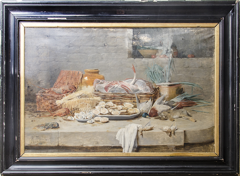 Appraisal: RAYMOND THOLER - STILL LIFE WITH FISH Oil on canvas