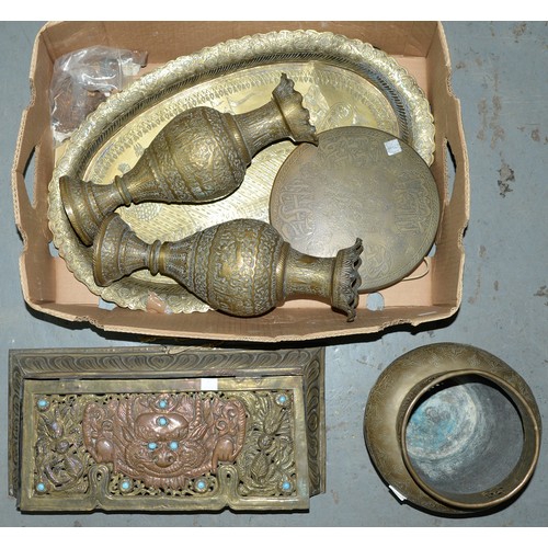 Appraisal: Miscellaneous chased embossed and engraved ornamental brassware Middle Eastern and