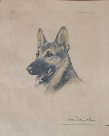 Appraisal: DANCHIN Leon French - Portrait of a German Shepherd Etching