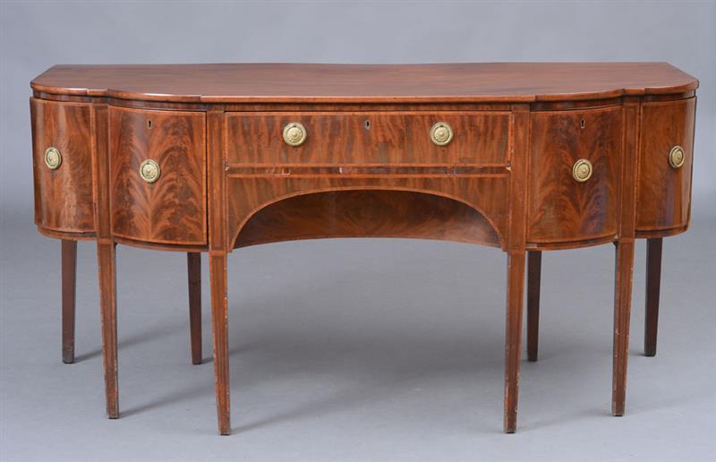 Appraisal: George III Banded Mahogany Sideboard With one long drawer a