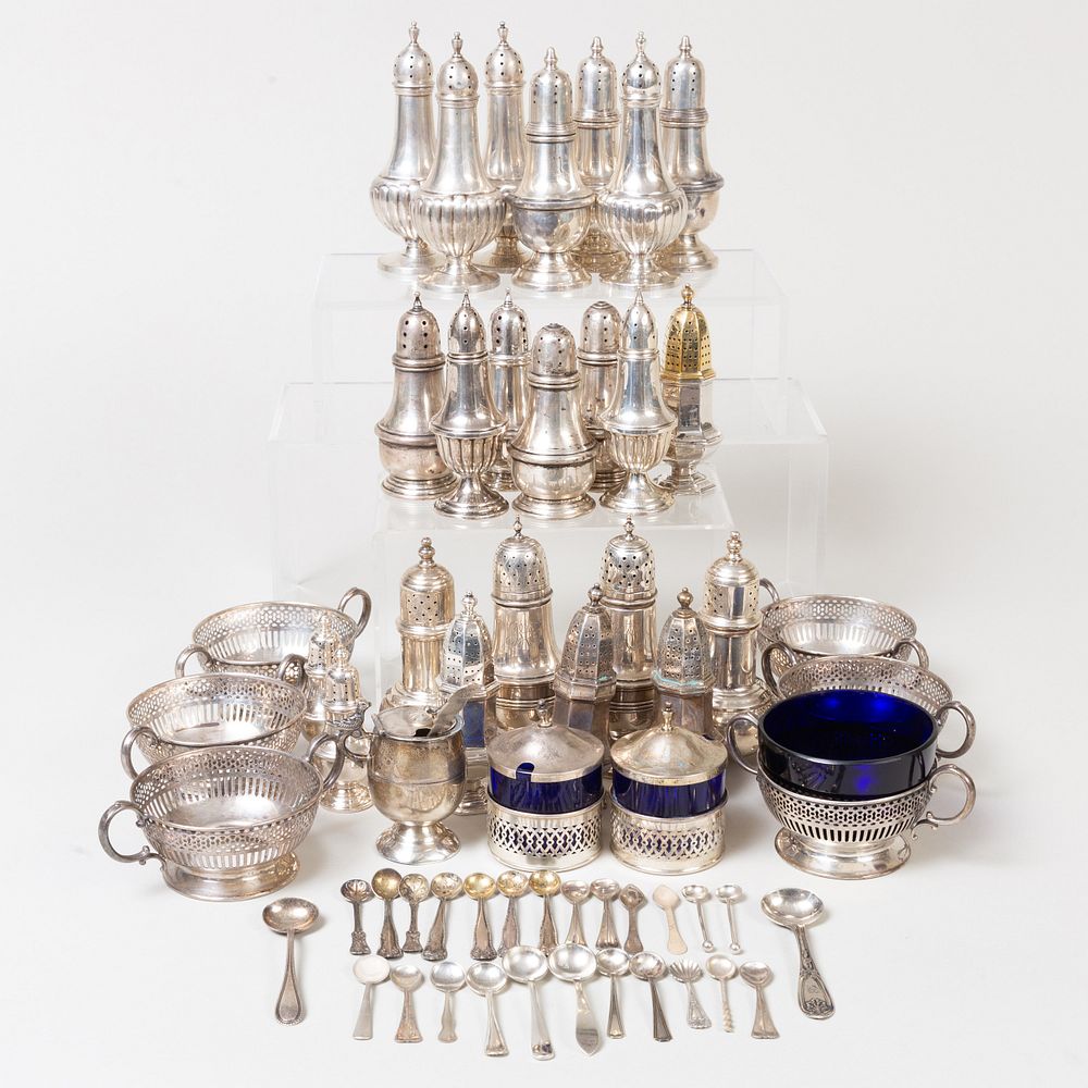 Appraisal: Group of Silver Condiment Articles Each marked 'Sterling' Comprising A