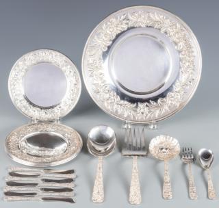 Appraisal: Kirk Repousse Sterling Plates Flatware pcs Assembled grouping of S