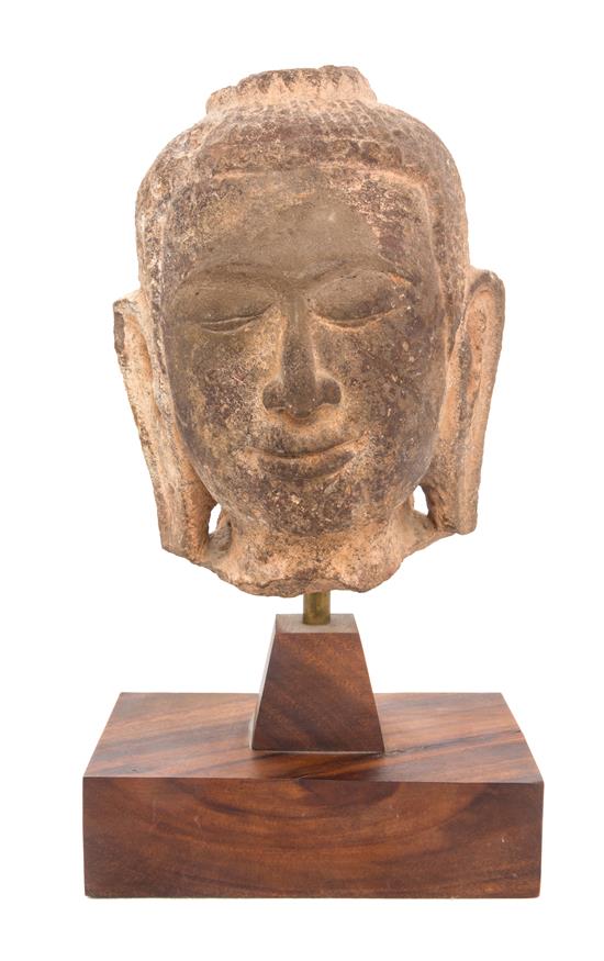 Appraisal: Sale Lot A Thai Stone Head of Buddha the face