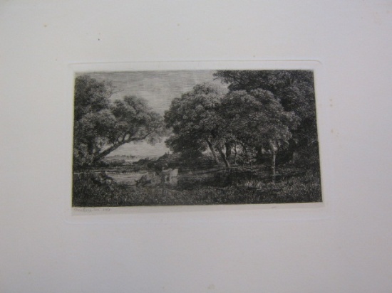 Appraisal: CHARLES-FRAN OIS DAUBIGNY Les Vaches au Marais Etching on chine