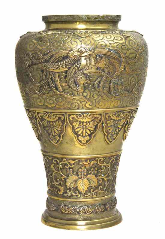 Appraisal: A Chinese Bronze Vase of baluster form the rim with