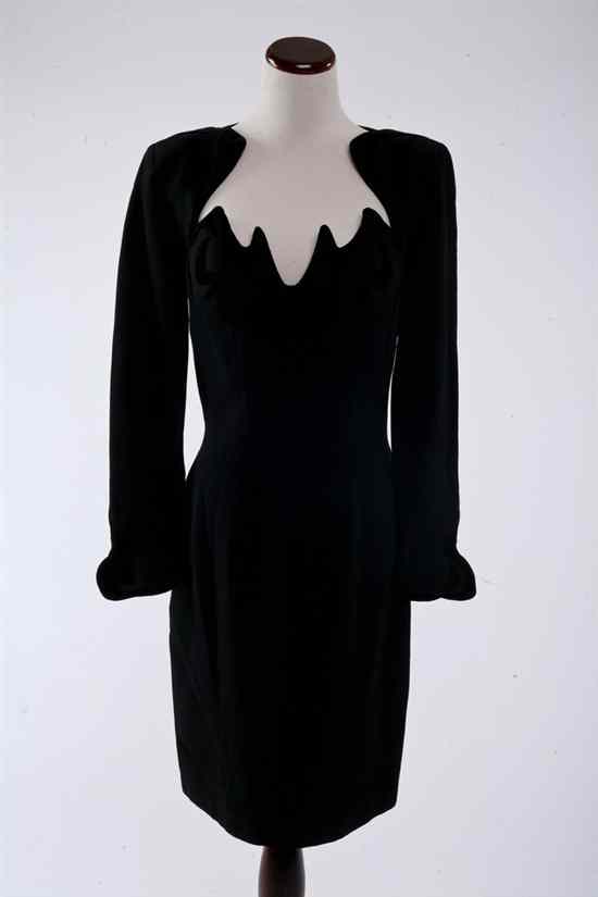 Appraisal: THIERRY MUGLER BLACK COCKTAIL DRESS Size Velvet avant garde detailing