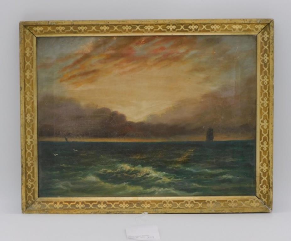 Appraisal: Signed and dated on verso Depicts a seascape with ship