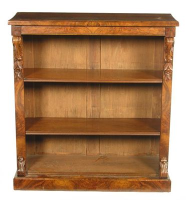 Appraisal: A Victorian walnut open bookcase the adjustable shelves flanked by