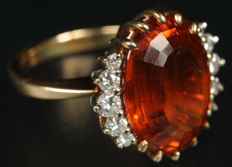 Appraisal: Antique Jewelry K Y Gold Ring with Large Topaz Description